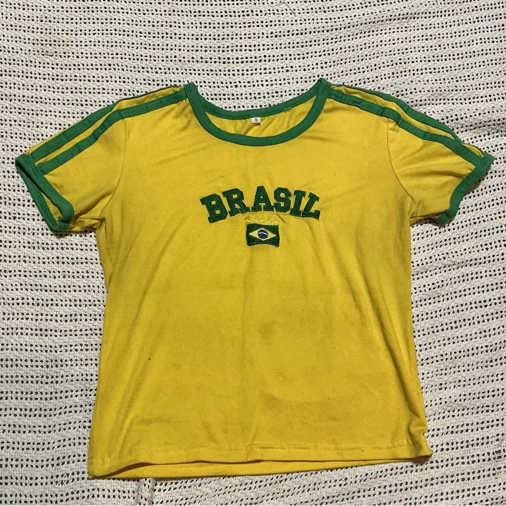 Women's Yellow and Green Brasil T-Shirt